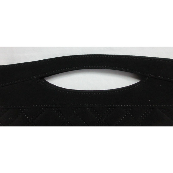 Vera Bradley Black Microfiber Quilted Clutch Bag, Front and Inside Pockets - Picture 3 of 8